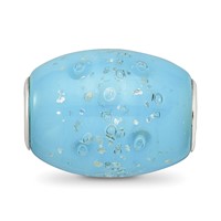 Sterling Silver Reflections Blue Frosted Windowpanes Fenton Glass Bead view 5