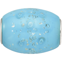 Sterling Silver Reflections Blue Frosted Windowpanes Fenton Glass Bead view 3