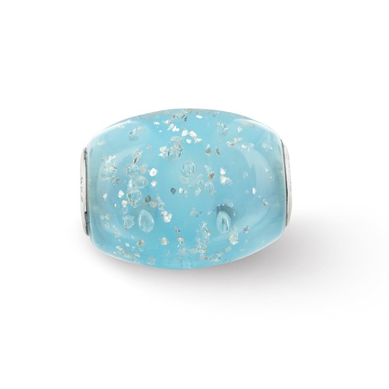 Sterling Silver Reflections Blue Frosted Windowpanes Fenton Glass Bead