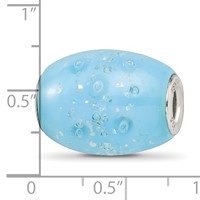 Sterling Silver Reflections Blue Frosted Windowpanes Fenton Glass Bead view 4