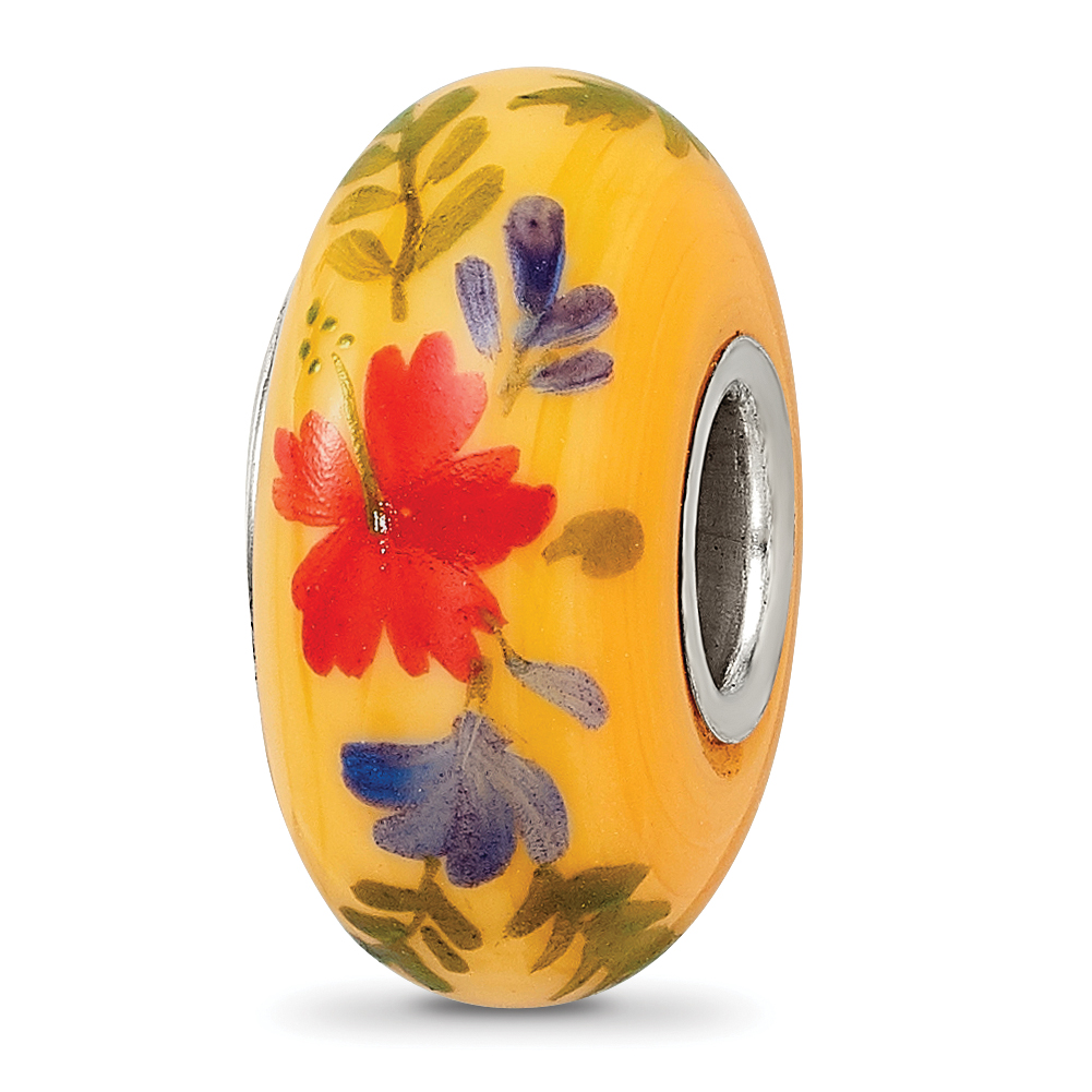 Sterling Silver Reflections Aruba Orange Dichroic Glass Bead