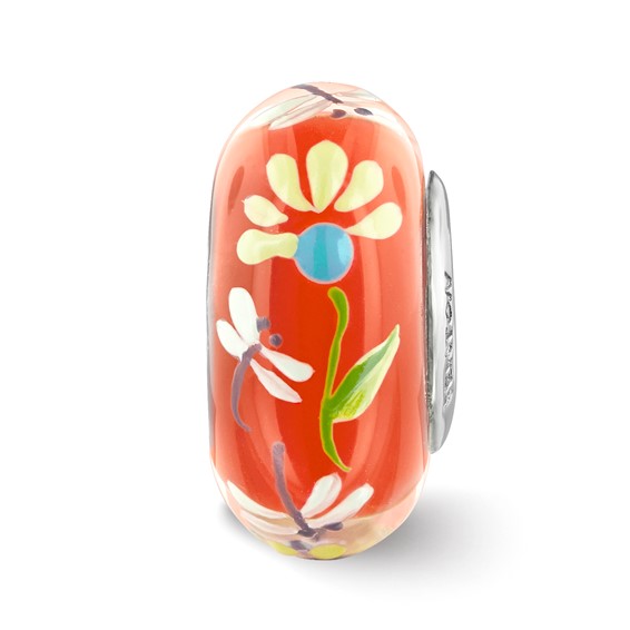 Sterling Silver Reflections Dragonfly Love Fenton Glass Bead