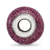 Sterling Silver Reflections Pink Glitter Italian Glass Bead view 2
