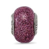Sterling Silver Reflections Pink Glitter Italian Glass Bead view 5