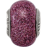 Sterling Silver Reflections Pink Glitter Italian Glass Bead view 3