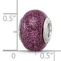 Sterling Silver Reflections Pink Glitter Italian Glass Bead view 4