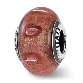 Sterling Silver Reflections Marsala Italian Murano Glass Bead