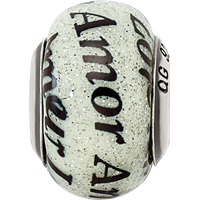 Sterling Silver Reflections Love Amor Black & White Glitter Italian Glass view 3