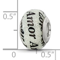 Sterling Silver Reflections Love Amor Black & White Glitter Italian Glass view 4