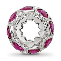 Sterling Silver Reflections Polished Red Heart CZ Bead view 2