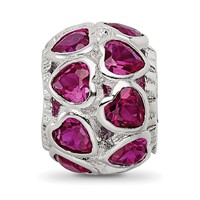 Sterling Silver Reflections Polished Red Heart CZ Bead view 5
