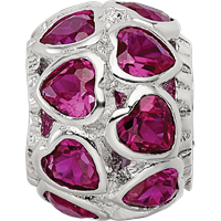 Sterling Silver Reflections Polished Red Heart CZ Bead view 3