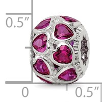 Sterling Silver Reflections Polished Red Heart CZ Bead view 4