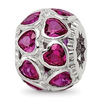 Sterling Silver Reflections Polished Red Heart CZ Bead view 1