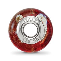 Sterling Silver Reflections Foil Heart Infinity Red Italian Glass Bead view 2