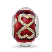 Sterling Silver Reflections Foil Heart Infinity Red Italian Glass Bead view 5