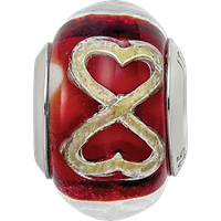 Sterling Silver Reflections Foil Heart Infinity Red Italian Glass Bead view 3