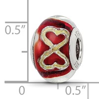 Sterling Silver Reflections Foil Heart Infinity Red Italian Glass Bead view 4