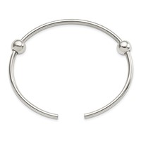 Sterling Silver Reflections Polished Includes 2 Stopper Beads Bangle view 2