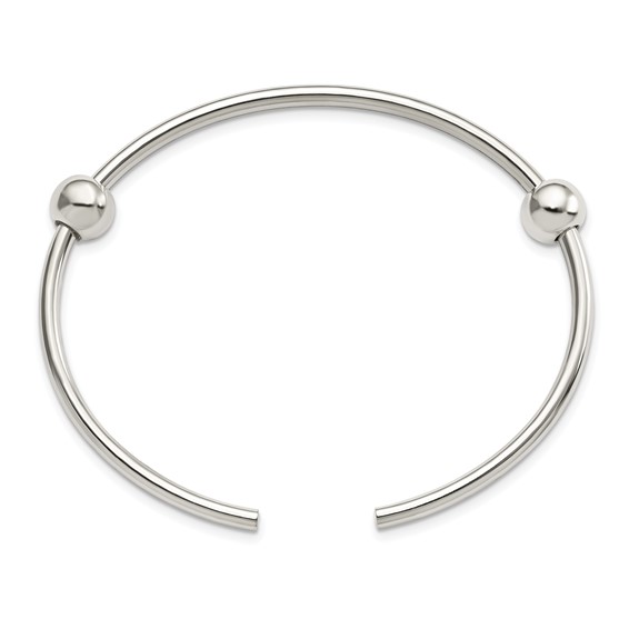 Sterling Silver Reflections Polished Includes 2 Stopper Beads Bangle