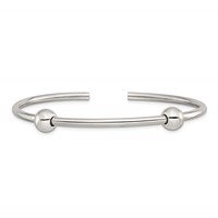 Sterling Silver Reflections Polished Includes 2 Stopper Beads Bangle view 3