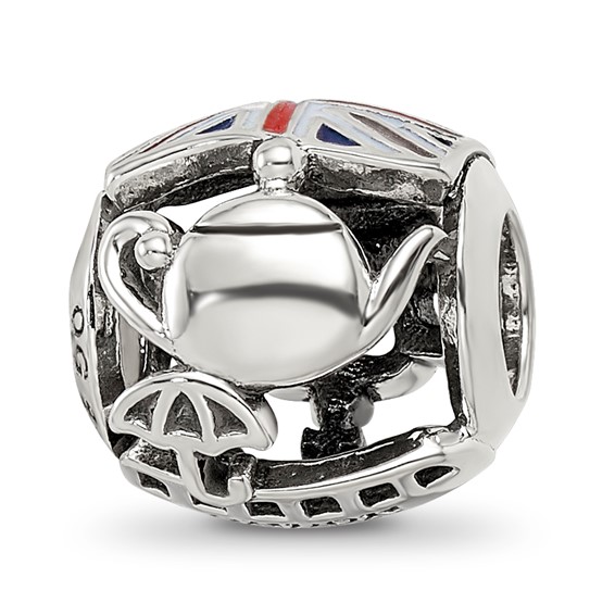 Sterling Silver Reflections Enameled England Theme Bead