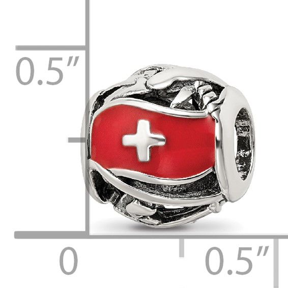 Sterling Silver Reflections Enameled Switzerland Theme Bead