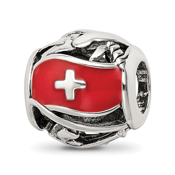 Sterling Silver Reflections Enameled Switzerland Theme Bead