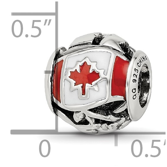 Sterling Silver Reflections Enameled Canada Theme Bead