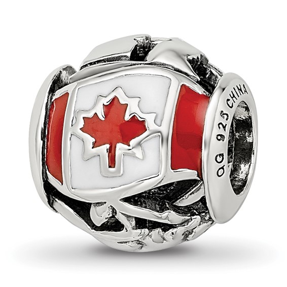 Sterling Silver Reflections Enameled Canada Theme Bead
