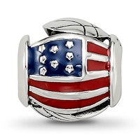 Sterling Silver Reflections Enameled Usa Theme Bead view 3