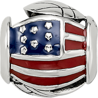 Sterling Silver Reflections Enameled Usa Theme Bead view 4