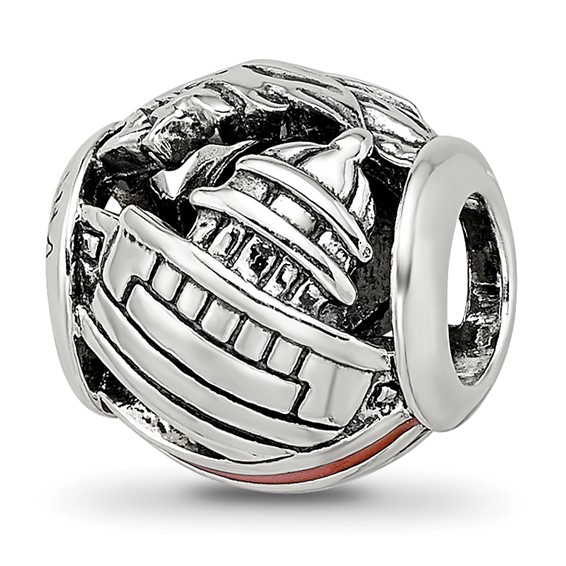 Sterling Silver Reflections Enameled USA Theme Bead