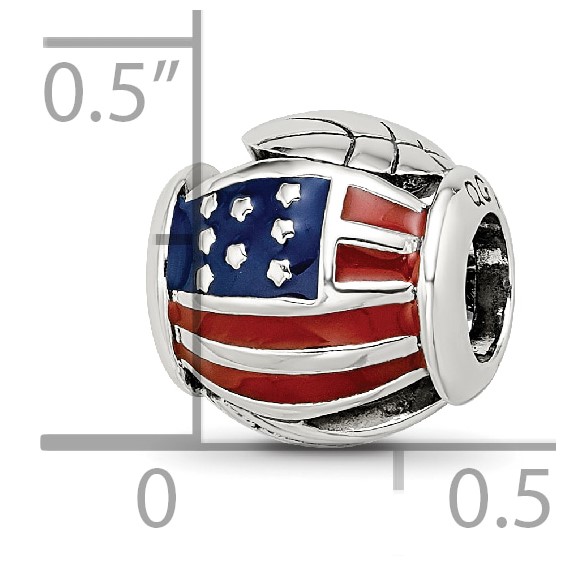 Sterling Silver Reflections Enameled USA Theme Bead