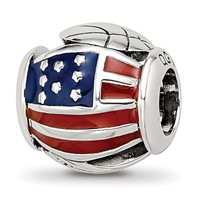 Sterling Silver Reflections Enameled Usa Theme Bead view 1