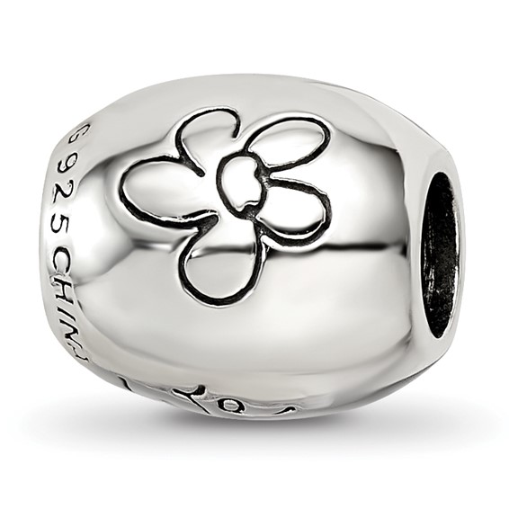 Sterling Silver Reflections Antiqued We Are Family Flower Bead