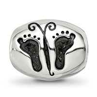 Sterling Silver Reflections Antiqued Baby Feet Butterfly Bead view 3