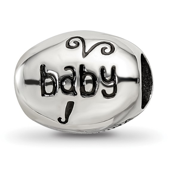 Sterling Silver Reflections Antiqued Baby Feet Butterfly Bead