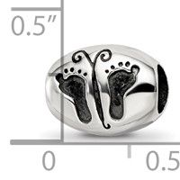 Sterling Silver Reflections Antiqued Baby Feet Butterfly Bead view 5