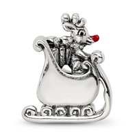 Sterling Silver Reflections Enameled Rudolph in Sleigh Bead view 5