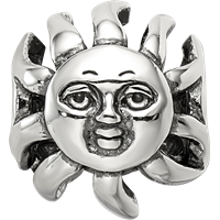 Sterling Silver Reflections Sun with a Face Bead view 3