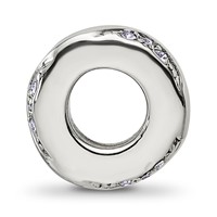 Sterling Silver Reflections with Crystals Wave Spacer Bead view 2