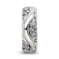 Sterling Silver Reflections with Crystals Wave Spacer Bead view 5