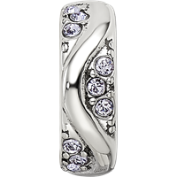 Sterling Silver Reflections with Crystals Wave Spacer Bead view 3