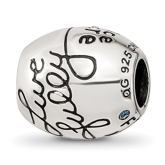 Sterling Silver Reflections Crystals Live Laugh Love Bead