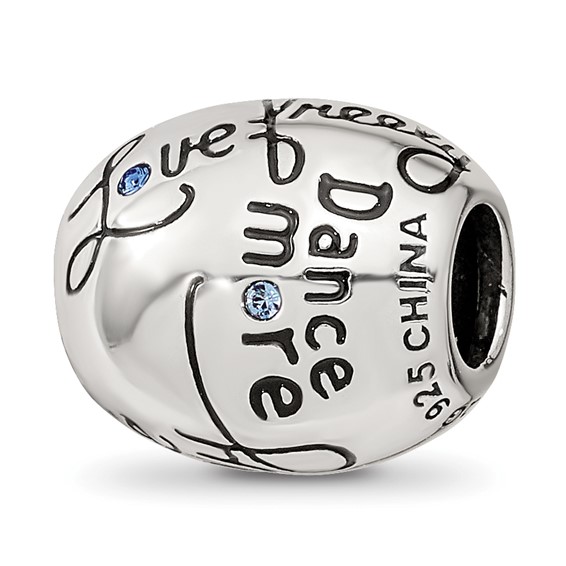 Sterling Silver Reflections Crystals Live Laugh Love Bead