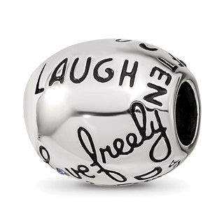 Sterling Silver Reflections Crystals Live Laugh Love Bead