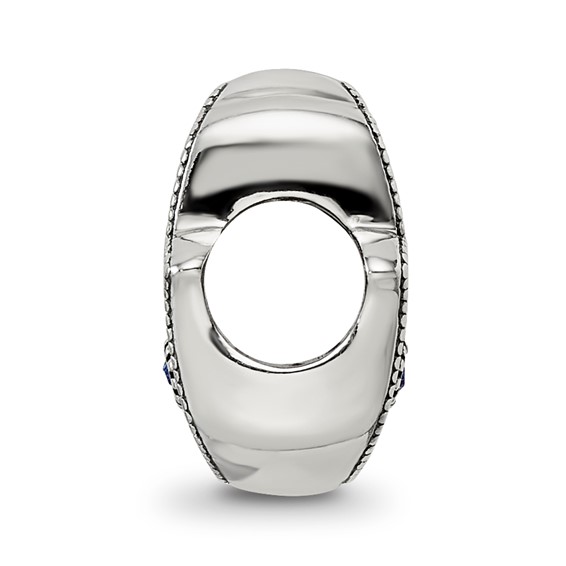 Sterling Silver Reflections Antiqued Blue Crystal Hamsa/Chamseh Bead