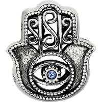 Sterling Silver Reflections Antiqued Blue Crystal Hamsa Chamseh Bead view 3