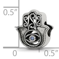 Sterling Silver Reflections Antiqued Blue Crystal Hamsa Chamseh Bead view 4